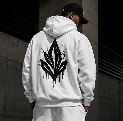 Urban Script Hoodie   -  White
