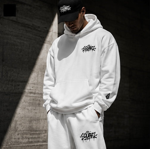 Urban Script Hoodie   -  White